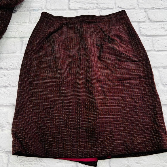 Talbots Womens Blazer Skirt Set Sz 6/8 Made in USA Burgundy Tweed Career Outfit - Picture 4 of 8